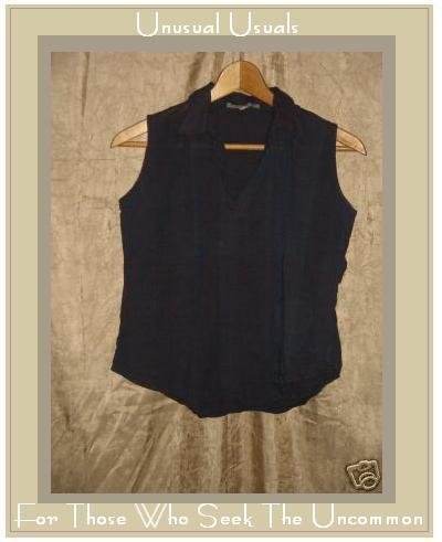 KHADDER Blue Hand Woven Boutique Cotton Shirt Top Small S