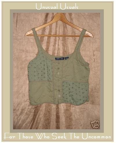 COTTON WORKS Cute Woven Tank Top Button Shirt Medium M