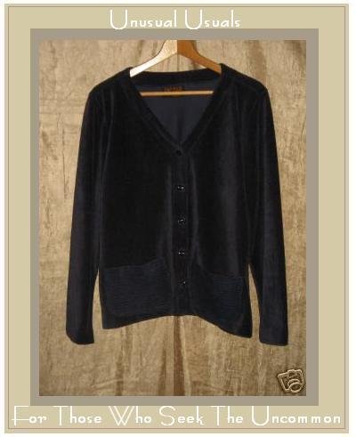 KINDRED SPIRIT Blue Corduroy Velour Jacket Top Medium M