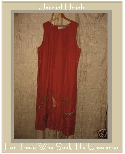LEMON GRASS Long Terracotta Tunic Dress w Wild Trim 2X