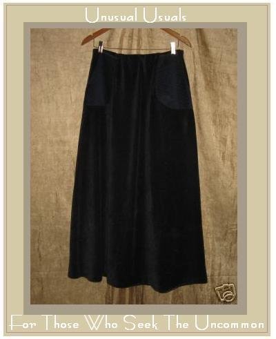 KINDRED SPIRIT Long & Full Blue Corduroy Velour SKIRT MEDIUM M