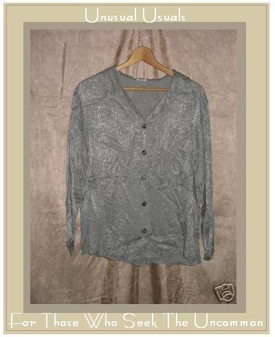 CP SHADES Shapely Sage Rayon Button Shirt Top Small S