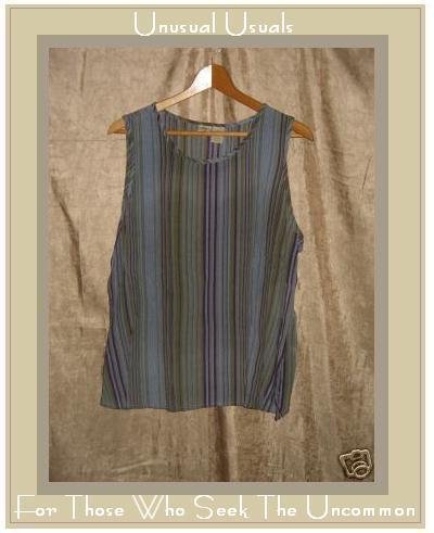 Islander Striped Rayon Pullover Tank Shirt Top Large L