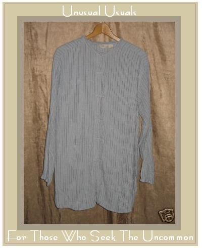 J. Jill Textured Blue Rayon LINEN Asain Tunic Shirt 2X