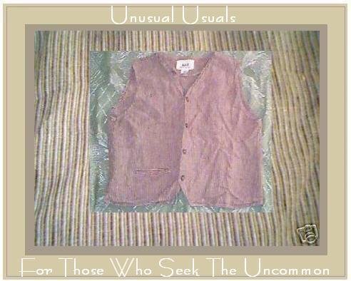 VINTAGE FLAX RETRO STRIPE LINEN VEST JEANNE ENGELHART SMALL S