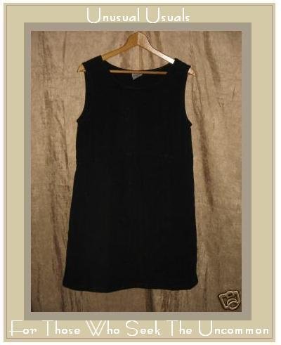 CLICK by Color me Cotton Black LINEN Knee Dress Small S