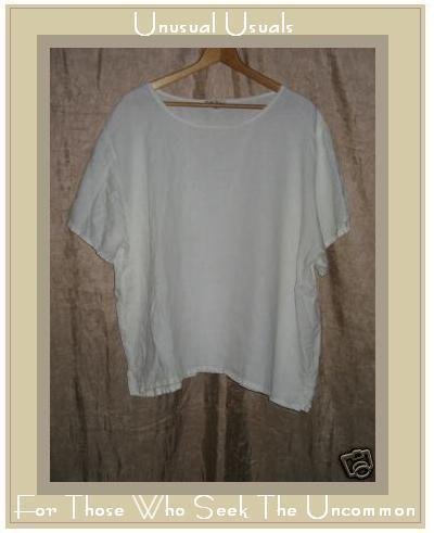 EARTH TONES Alywear Aly Wear White LINEN Shirt Top 2X