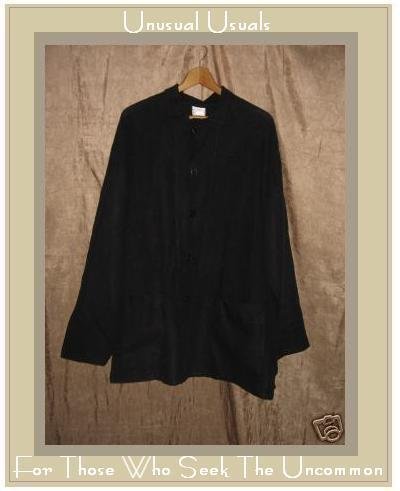 FLAX by Angelheart Jeanne Engelhart Black Linen Jacket SMALL S