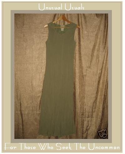 April Cornell Long Bias Cut Sage Green Dress Lined LARGE L