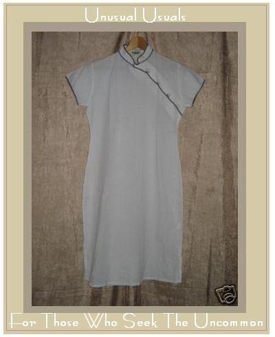 UPHILL White Cotton Vintage Style Asain Dress Small S