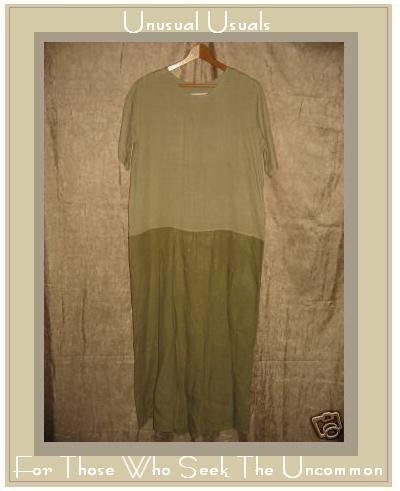 FLAX by Jeanne Engelhart Green Box Pleated Dress Small S