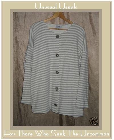 Baggy T's Soft Gray & White Cardigan Shirt Top Size 1 S