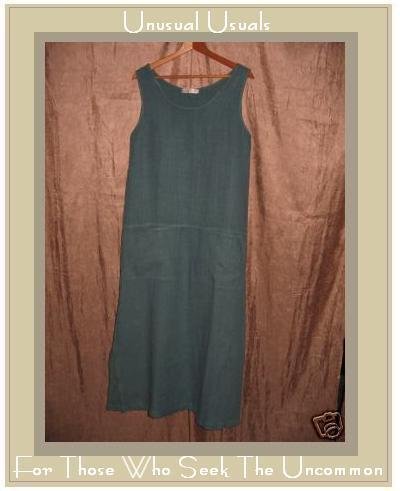 CUT LOOSE Blue LINEN Drop Waist Pullover Dress Small S