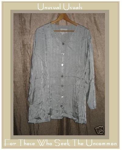 Flax by Jeanne Engelhart Silver Skirted Tunic Shirt MEDIUM M