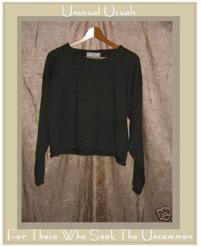 United Knitwear Cropped Green Cotton Sweater Large L