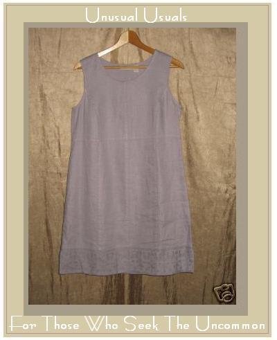 J. Jill Lavender LINEN Embroidered Hem Dress Small PS PETITE SMALL