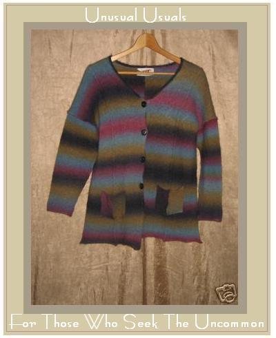 Flax by Jeanne Engelhart Rainbow Striped Sweater Wool MEDIUM M