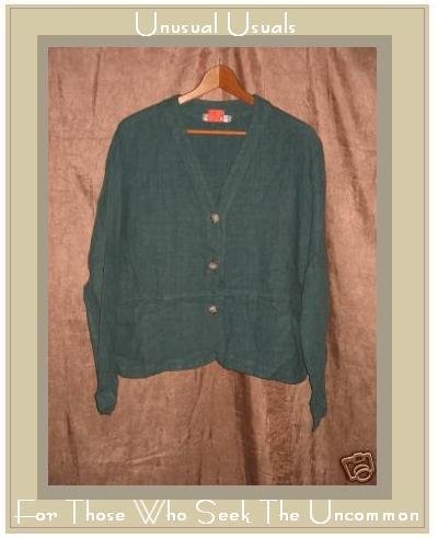 CUT LOOSE Blue LINEN Boxy Button Jacket Top Small S