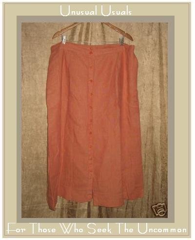 FLAX by Jeanne Engelhart Orange LINEN Button Skirt 3G
