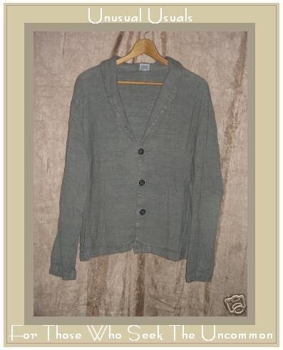 CP SHADES Earthy Textured Linen Rayon Jacket Gray Large L