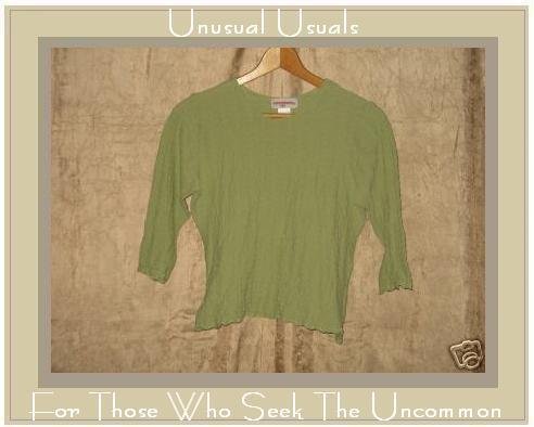 SOLITAIRE Leafy Green Fitted Pullover Shirt Top Medium M