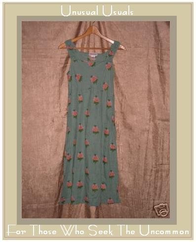 Cute SOLITAIRE Funky Blue Floral LINEN DRESS X-Small XS