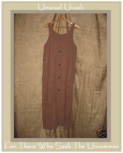 FLAX by Jeanne Engelhart Long Plaid LINEN Jump Dress SMALL S