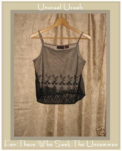 FUNKY PEOPLE Shear Illusion Embroidered Tank Top Shirt Medium M