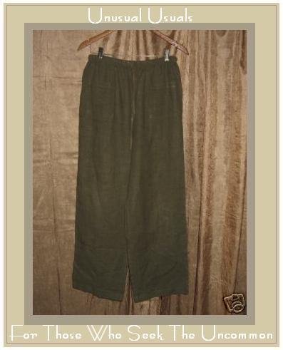 J. JILL Green LINEN Drawstring Pants Medium Petite MP