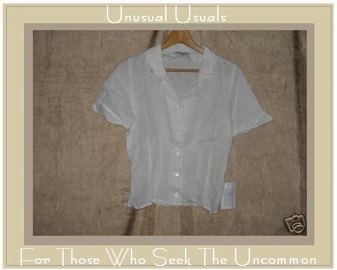 NEW SOLITAIRE White LINEN Button Shirt Top X-Small XS