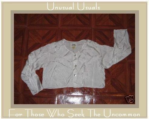 FLAX WHITE STRIPED RAYON BOXY SHIRT JACKET ENGELHART SMALL S