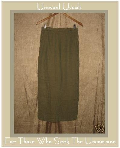 FLAX by Jeanne Engelhart Green & Tan LINEN Pants Small S