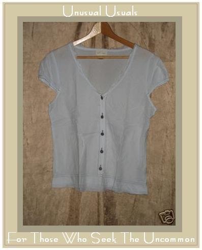 NEESH by DAR Soft Blue Cotton Ruffle Shirt Top Large L