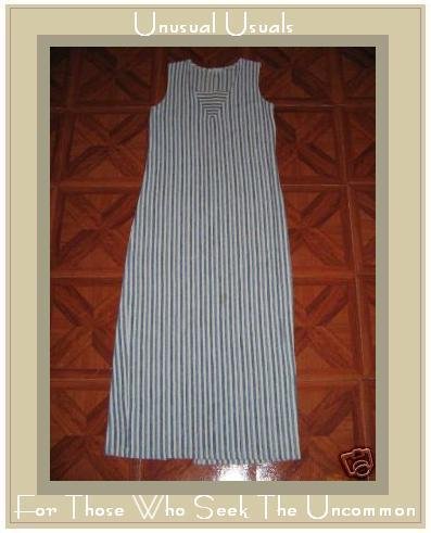 CLOTHESPIN COOL BLUE & WHITE STRIPED LONG DRESS SMALL S