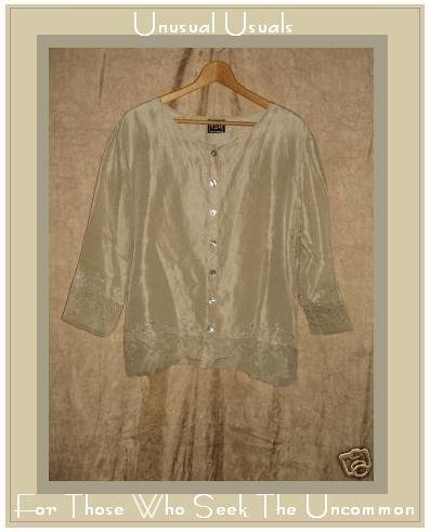 TSD Two Star Dog Boxy Silk Button Jacket Floral Trim X-LARGE XL