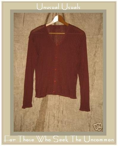 Gata Gabola Soft Brick Red Button Cardigan Sweater Small S Medium M