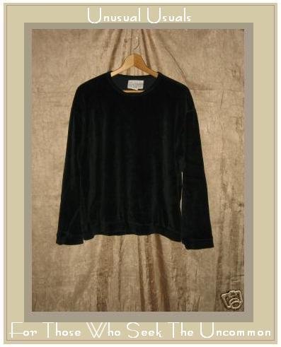 R-Clan by Jeanne Engelhart Black Velour Shirt Top Small S