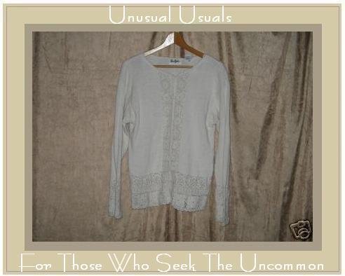 The Piper Cream Crochet Trim Button Cardigan Sweater Medium M
