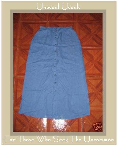 FLAX SKY BLUE BUTTON SKIRT BY JEANNE ENGELHART SMALL S