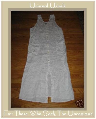 FLAX WHITE LINEN BUTTON DRESS BY JEANNE ENGELHART SMALL S