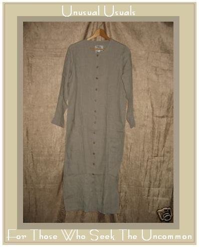 FLAX NATURAL LINEN BUTTON DRESS BY ENGELHART PETITE P