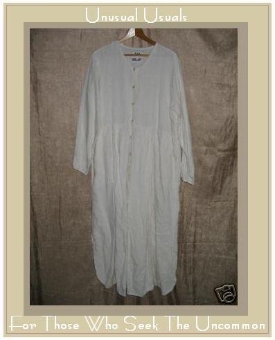 FLAX by Jeanne Engelhart White Box Pleat Button Dress Medium M