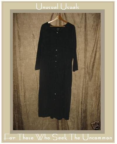 EILEEN FISHER Soft Black Silk Button Dress 2 Medium M