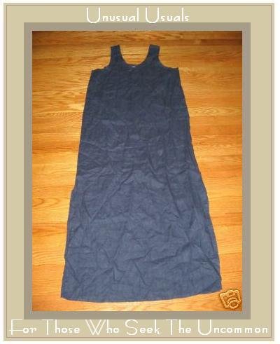 FLAX DEEP BLUE SLIPSTER DRESS JEANNE ENGELHART SMALL S