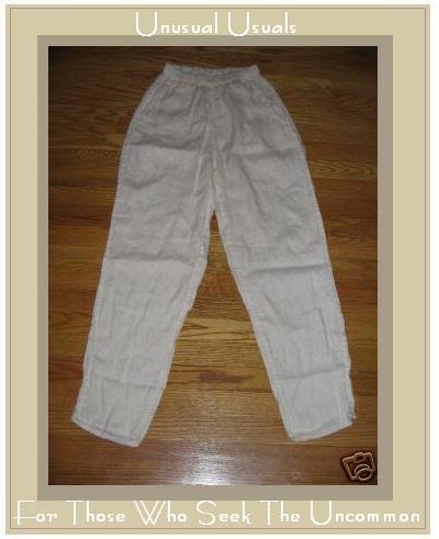 FLAX CREAM TEXTURED LINEN STRAIGHTS PANTS ENGELHART PETITE P