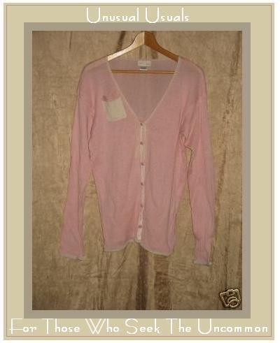 NEESH by DAR Pink & Cream Cardigan Pocket Tunic Sweater Large L