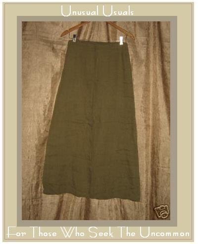 DAVID ALBOW New York Olive Drab Long Linen Skirt Medium