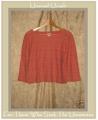 J. JILL softly textured striped stretchy pullover top Large L