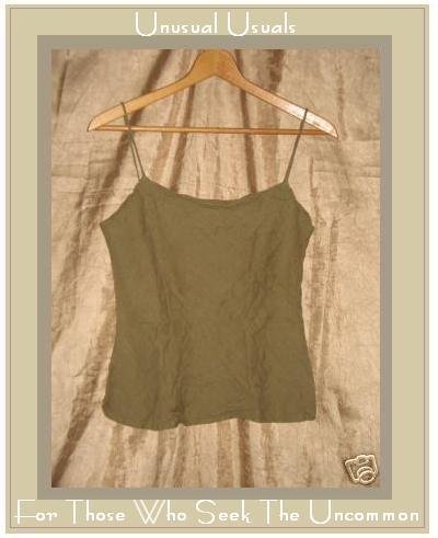 DAVID ALBOW New York Olive Drab Linen Bias Tank Shirt Medium M
