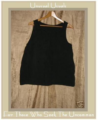 Nice Heavy Black Linen Tank Top Shirt Medium Large M L